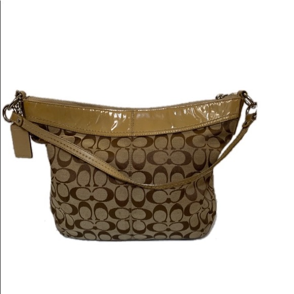 Soho Large Brown F13741 Brown Canvas Hobo Bag - Picture 2 of 5